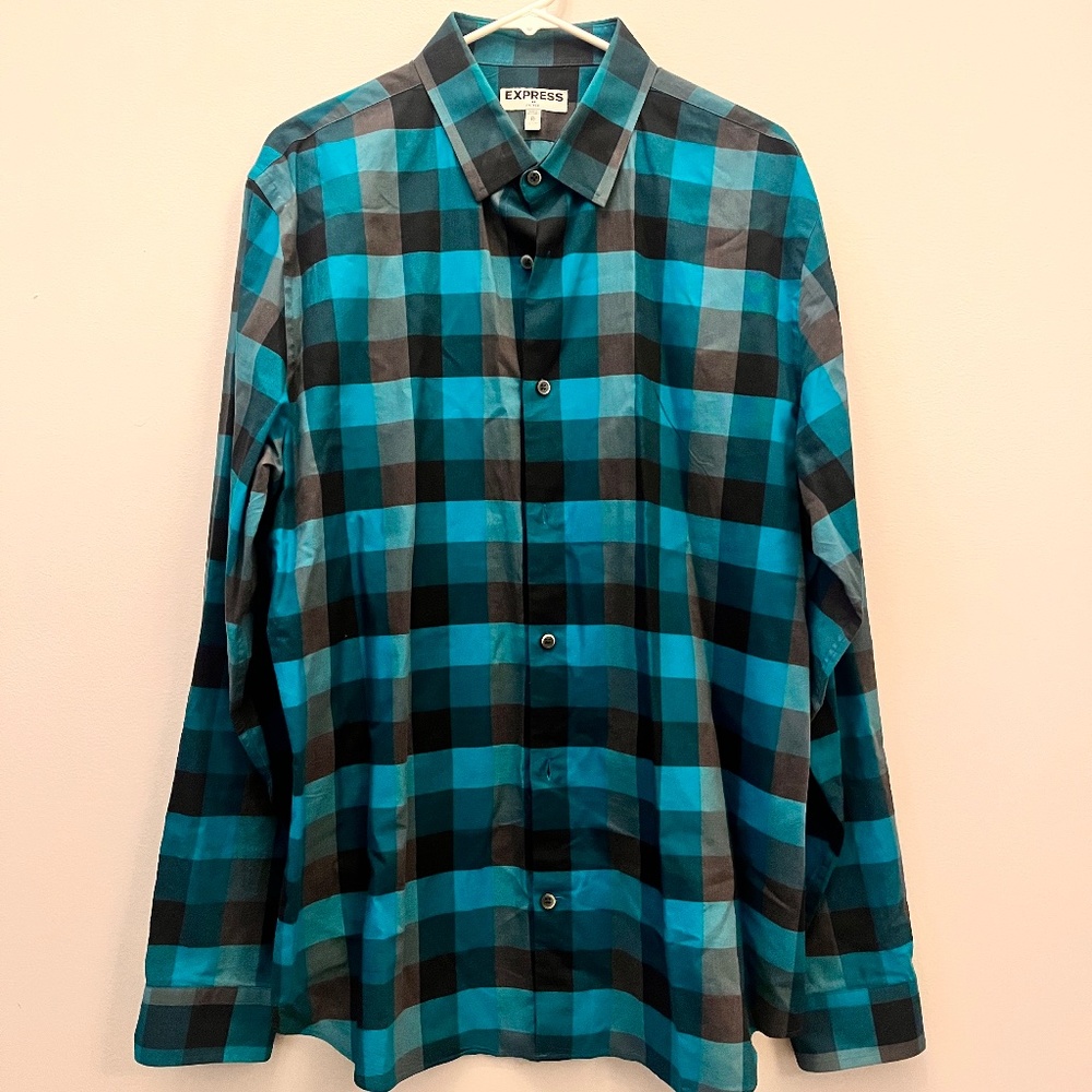 Express Mens Fitted Collared Dress Shirt Size XL